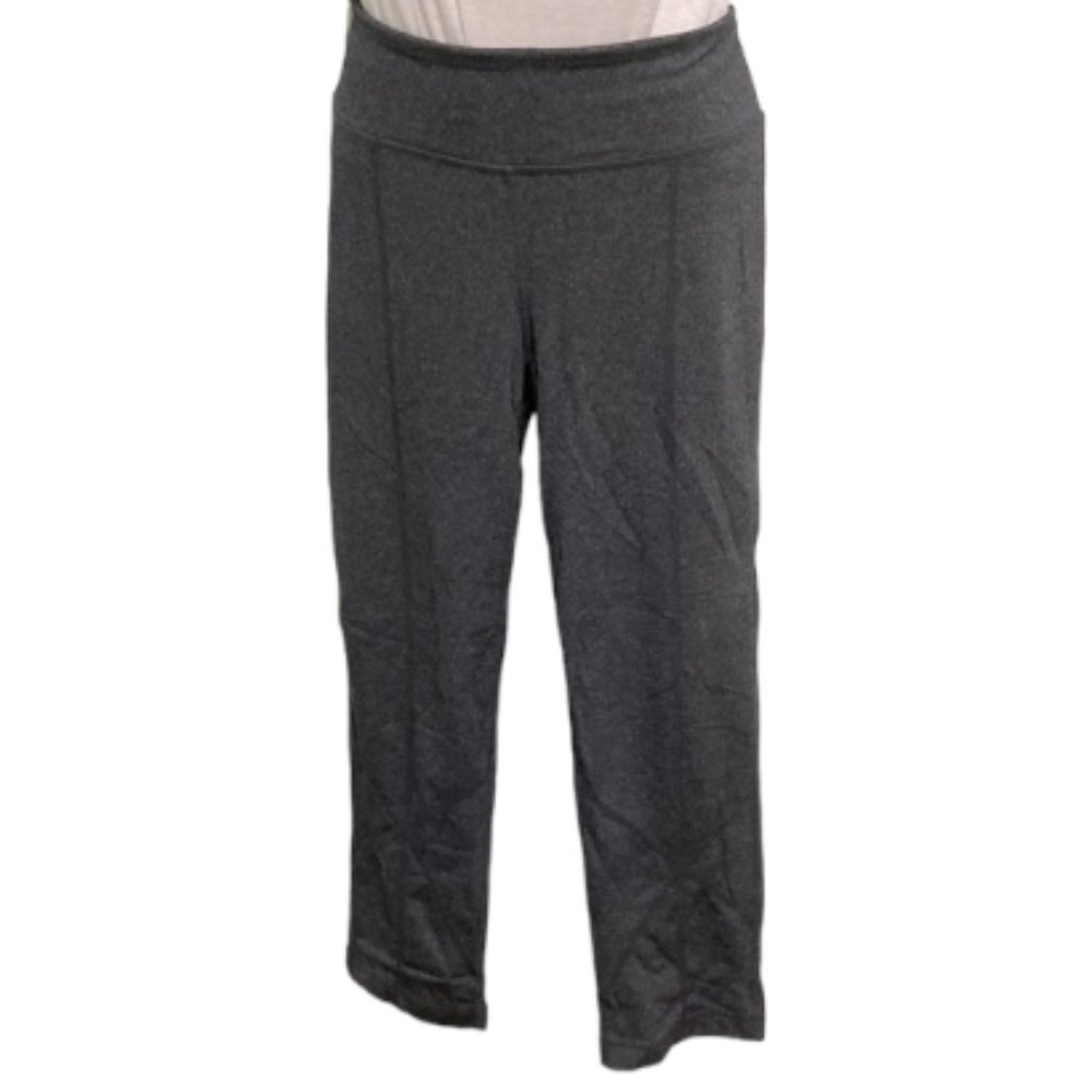PRANA Breathe Heathered Gray Large Activewear Crop Capri Mid Rise Leggings Large